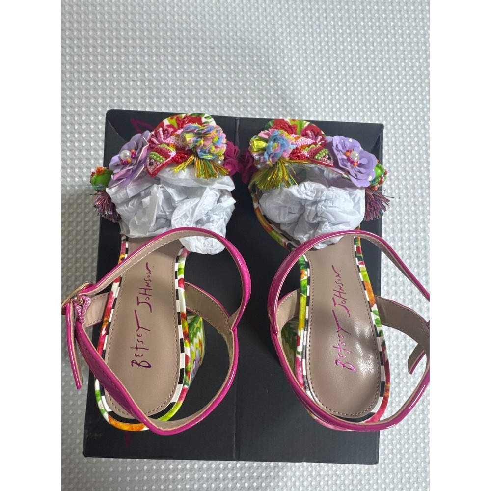 Betsey Johnson Sandals Womens 6 Masen Bright Multi Floral Block Heel NIB - Picture 5 of 7